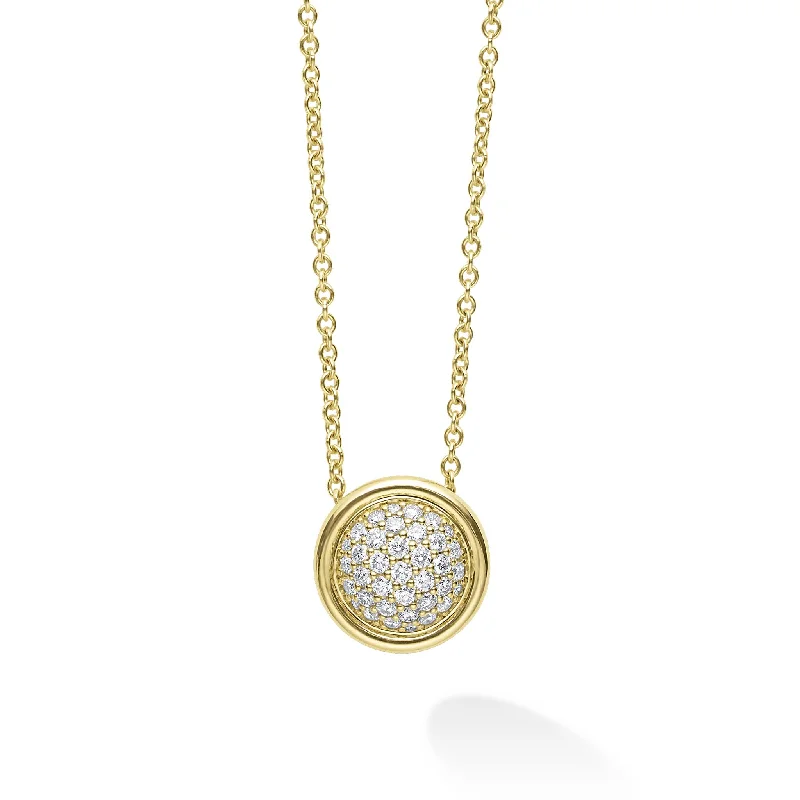 Custom Birthstone Necklace for Mom-Meridian 18K Gold Diamond Circle Pendant Necklace