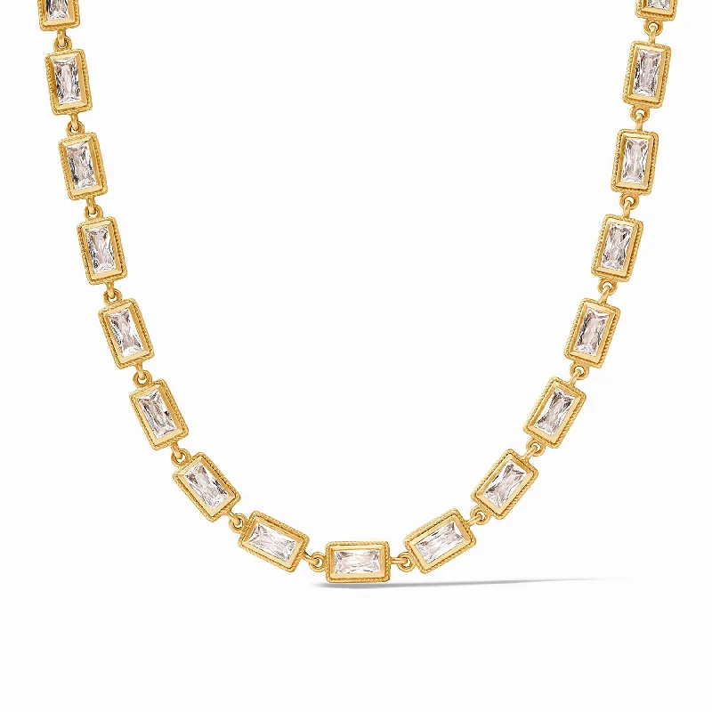 Modern Crystal Necklace-Baguette Tennis Necklace