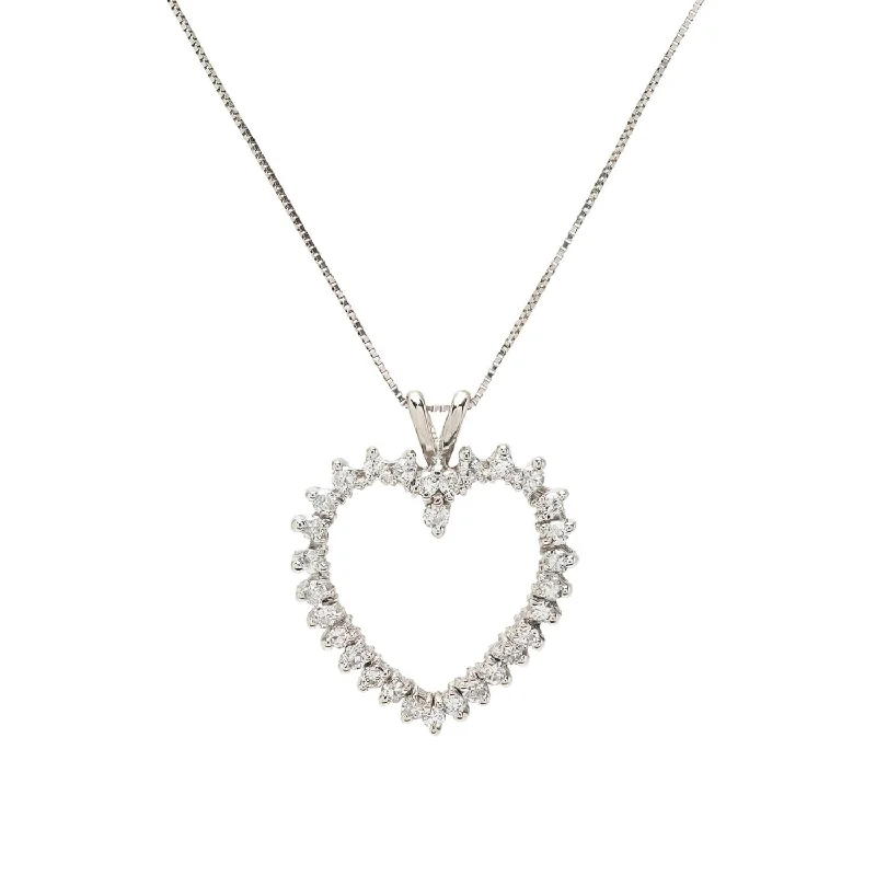 Elegant Crystal Necklace-Estate 14k Diamond Heart Necklace .60ctw