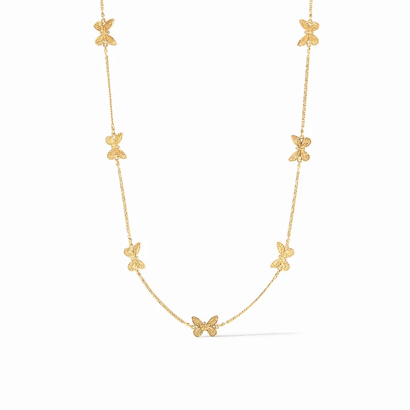 Gold Infinity Necklace-Butterfly Delicate Station Necklace