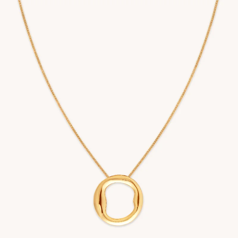 Silver Heart Necklace-O Initial Bold Pendant Necklace in Gold