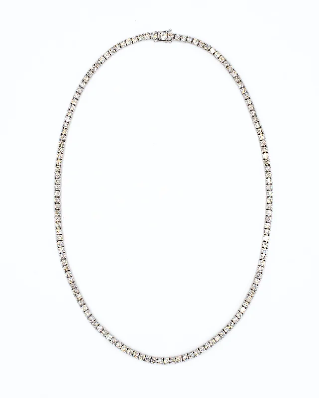 Boho Style Necklace-24.48 ctw 14k White Gold Tennis Necklace