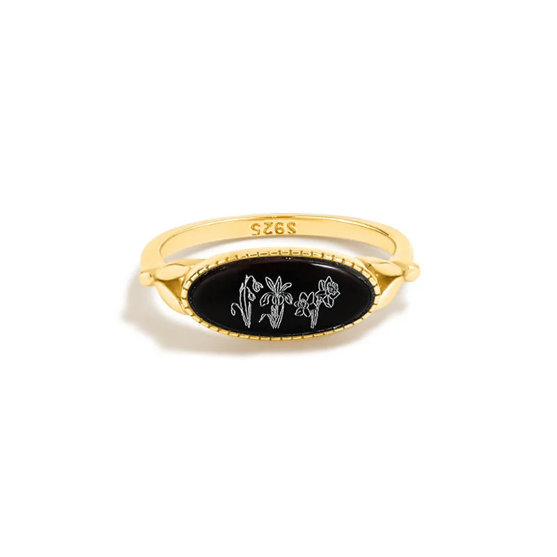 Yellow Gold (Black Agate)