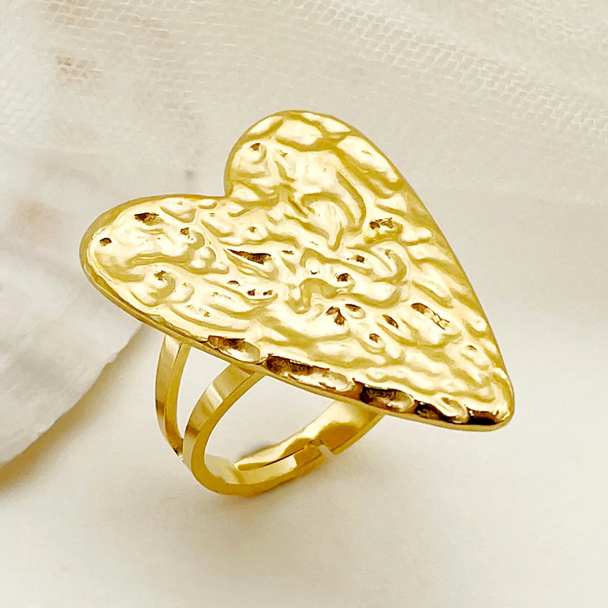 Handmade Promise Ring-Exaggerated Sexy Heart Shape Stainless Steel Plating Gold Plated Open Rings