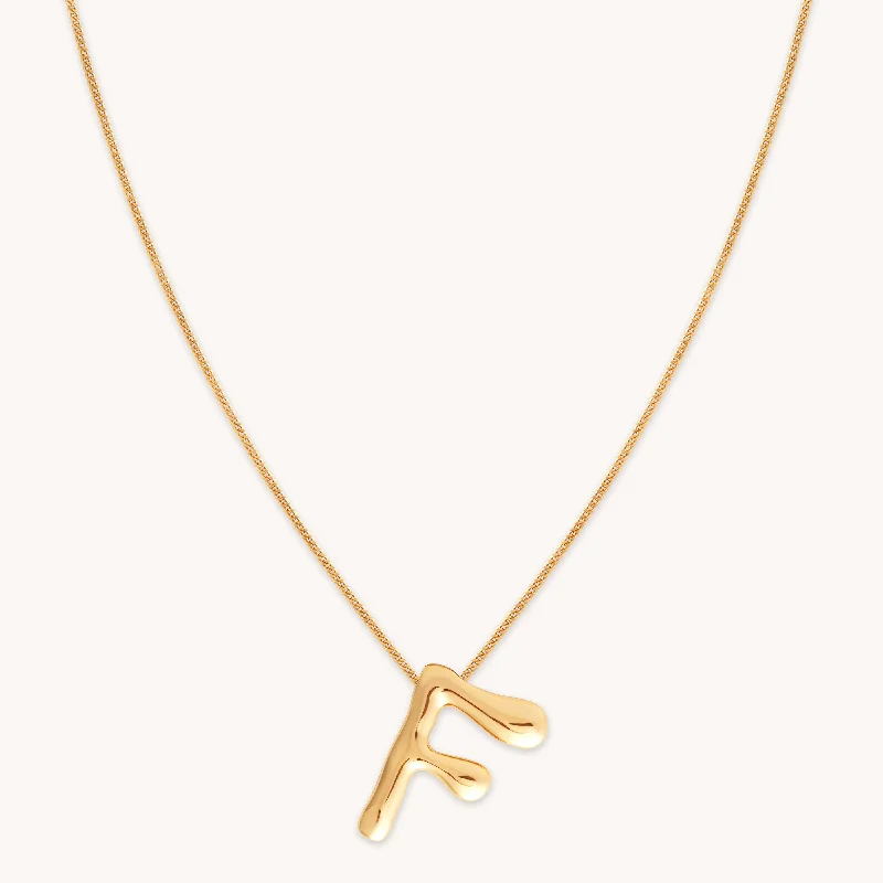 Bright Sapphire Necklace-F Initial Bold Pendant Necklace in Gold