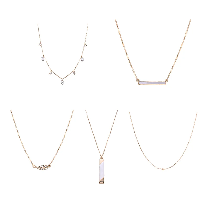 Stylish Gold Necklace-Mother of Pearl Themed Necklace Set