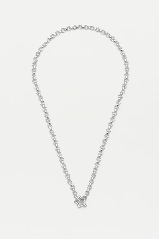 Diamond Pendant Necklace-Star T-Bar Link Chain Necklace