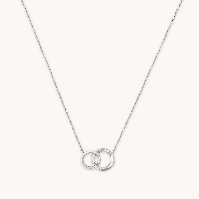 Sterling Silver Necklace-Orbit Crystal Chain Necklace in Silver