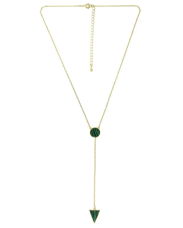 Diamond Pendant Necklace-Malachite Y-Necklace