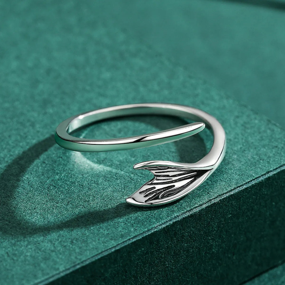 Chunky Gemstone Ring-Cute Fish Tail Sterling Silver Rings