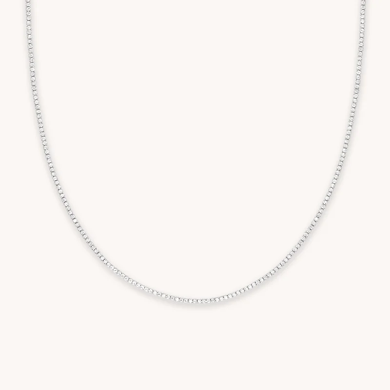 Luxury Gold Necklace-Tennis Chain Necklace in Silver