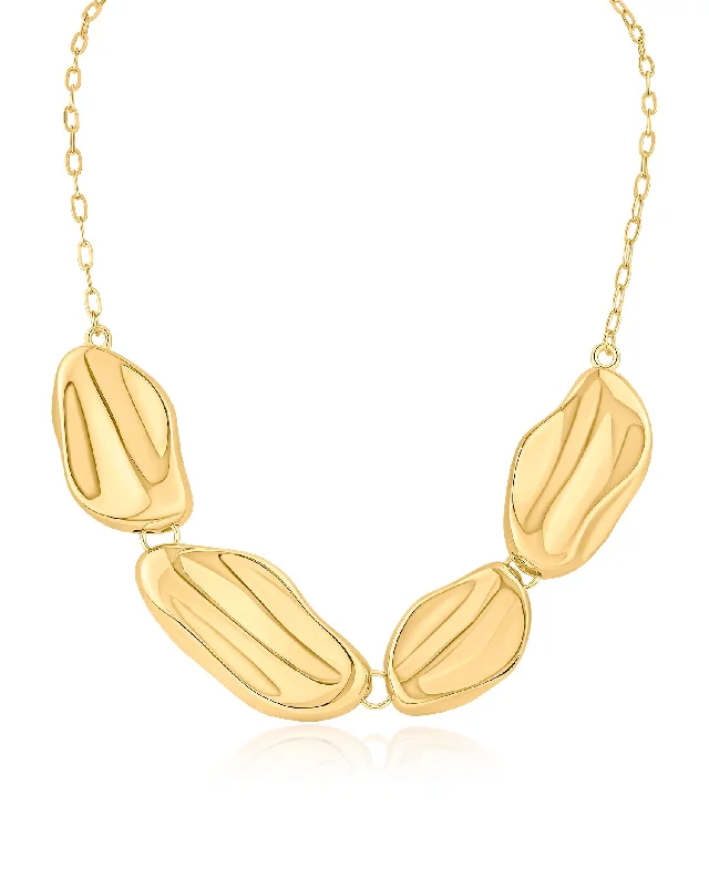 Classic Chain Necklace-Gold Plated Wave Necklace