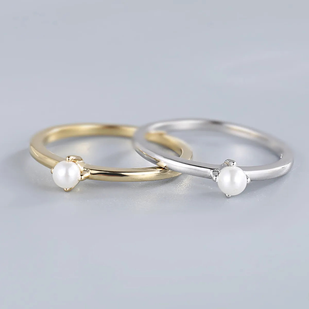 Elegant Opal Wedding Ring-Wholesale Simple Style Round Sterling Silver Artificial Pearls Rings