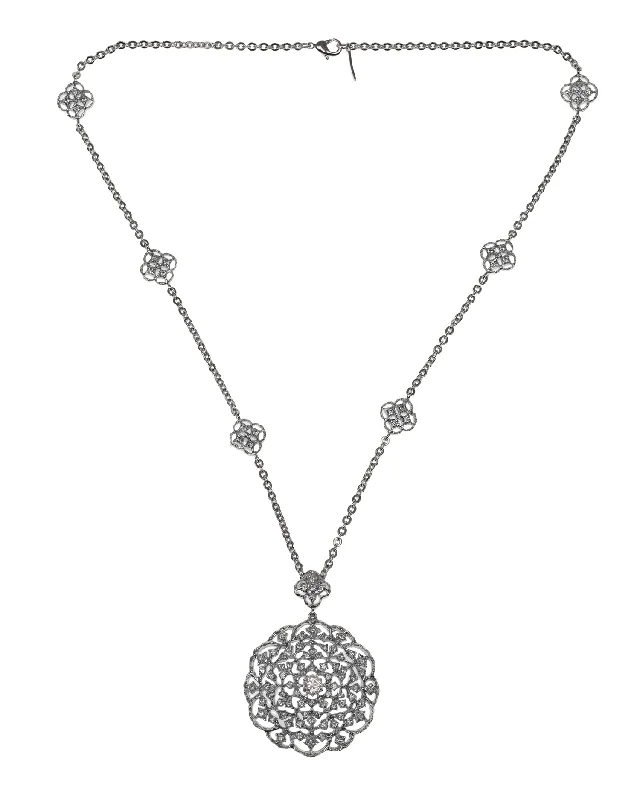 Pearl Chain Necklace-Pave Filigree Necklace