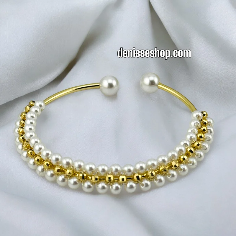 Minimalist Silver Bangle-14K PEARL OPEN BRACELET BR630