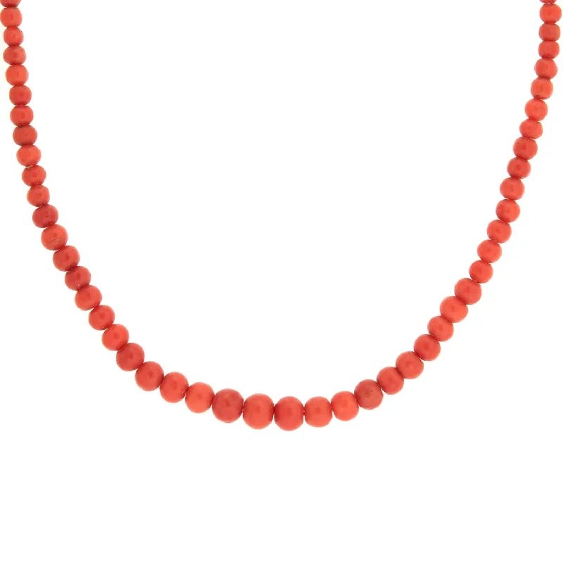 Custom Birthstone Necklace for Mom-Victorian Graduated Coral Bead Necklace 28"