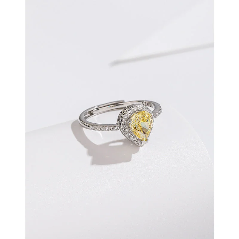 Yellow Diamond High Carbon Rhinestone Ring 925 Silver Tc43