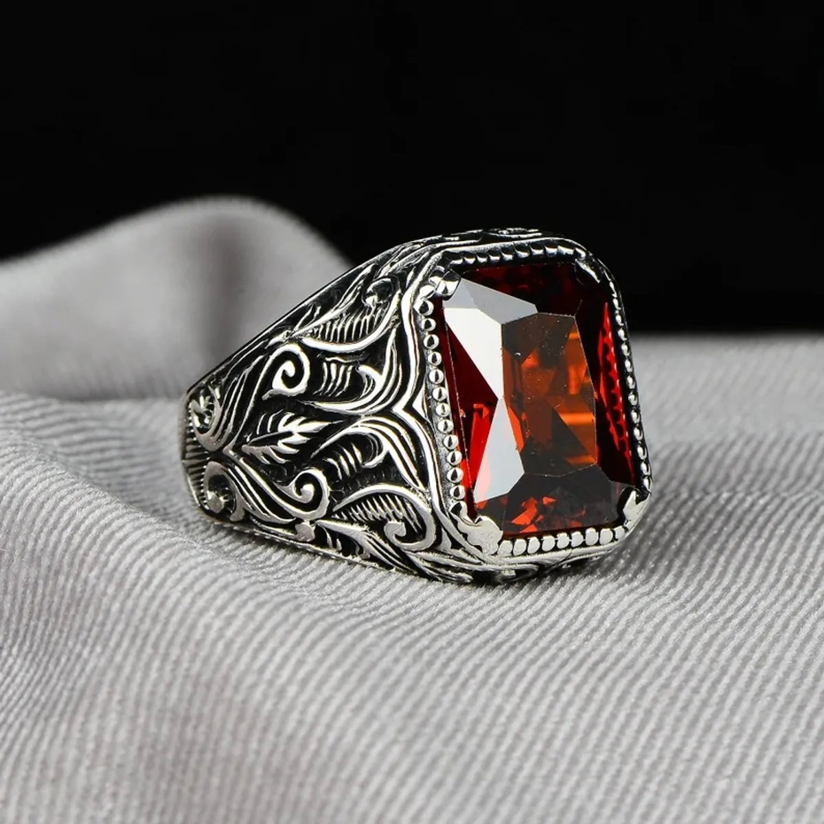 Birthstone Ring for Women-Hip-Hop Retro Geometric Alloy Plating Inlay Zircon Men'S Rings