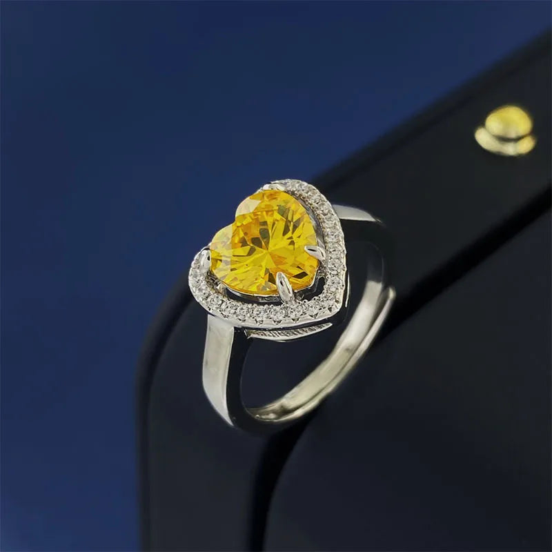 Ring Silver Yellow Diamond (High Version)