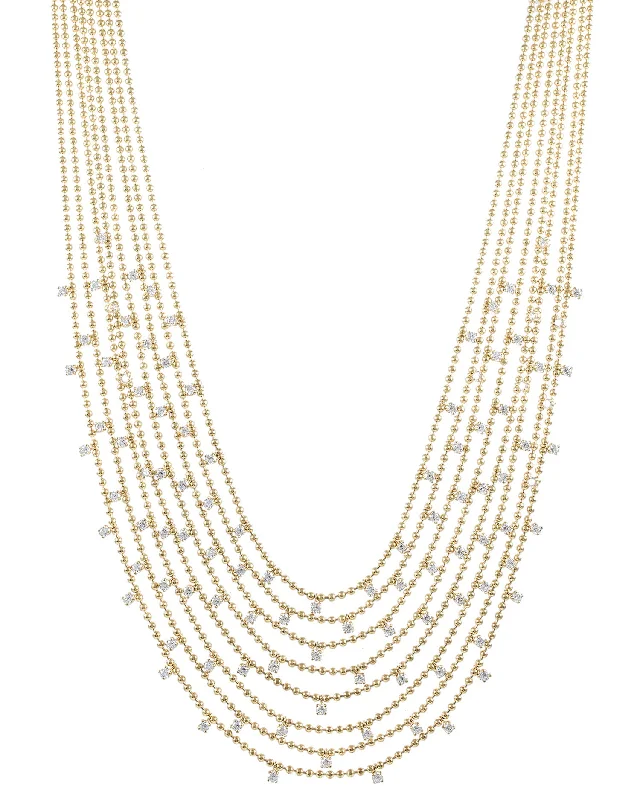 Long Chain Pendant Necklace-Draped Bib Necklace