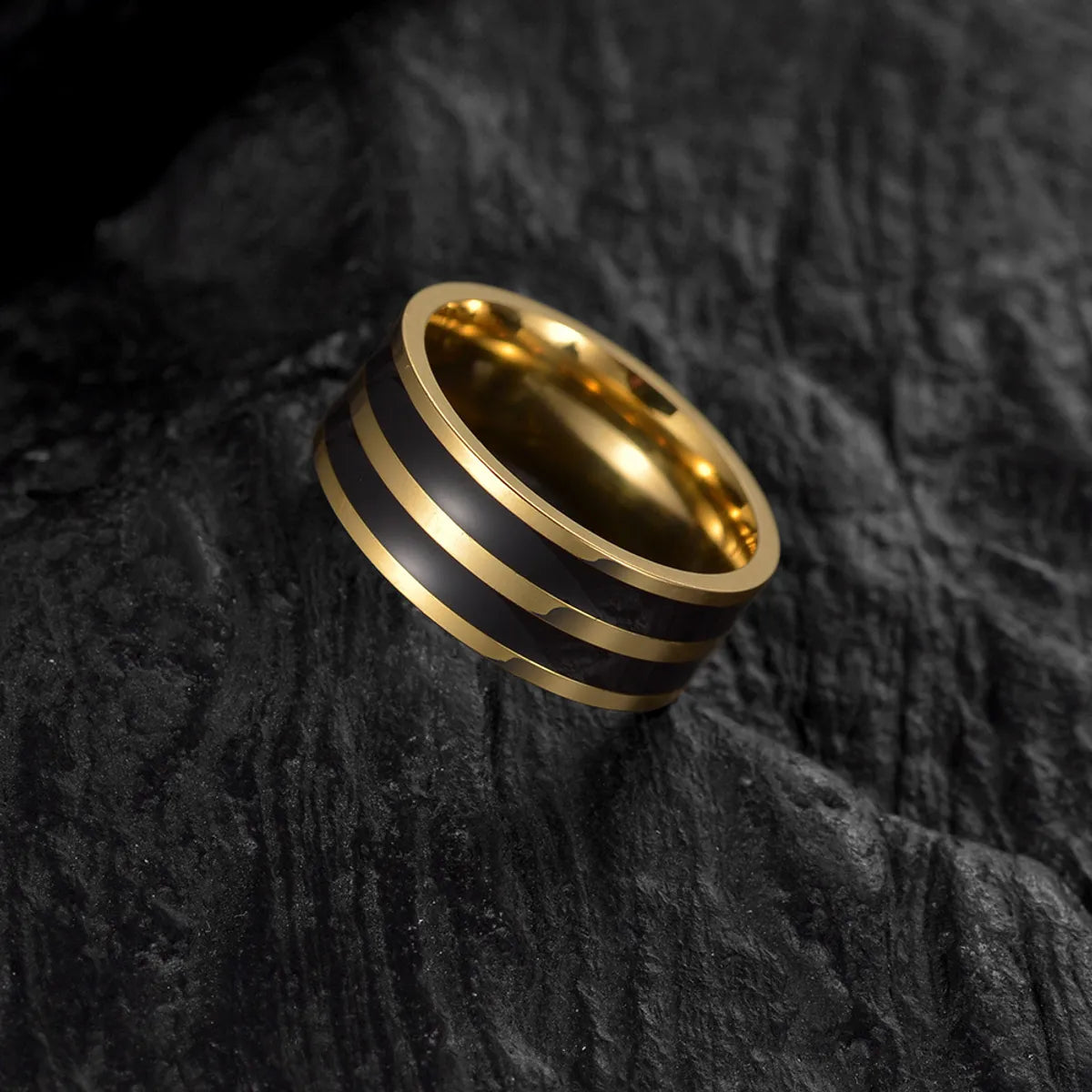 Dainty Gold Ring-Fashion Stripe 201 Stainless Steel Gold Plated Men'S Rings