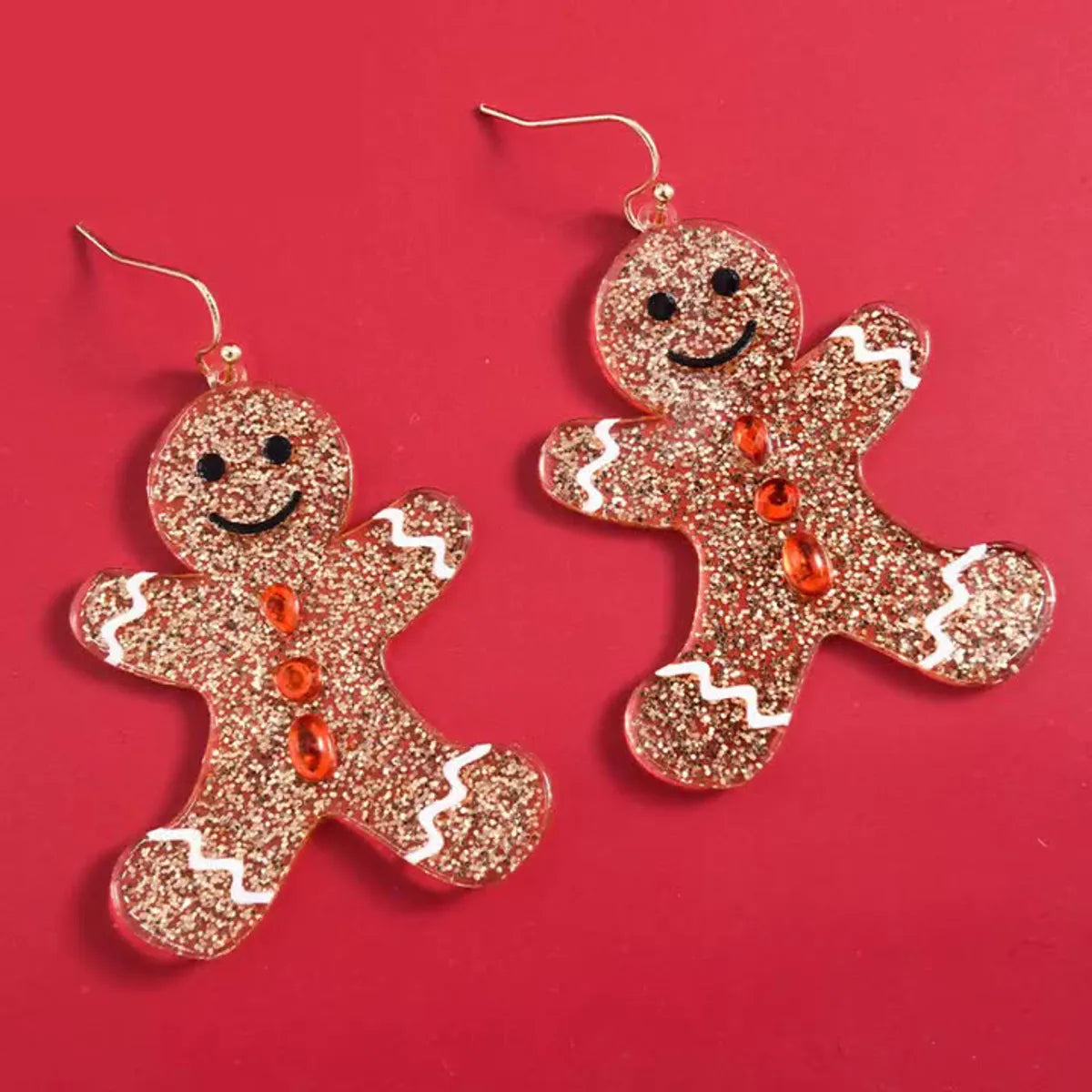 Colorful Gemstone Ring-1 Pair Cute Cartoon Character Gingerbread Arylic Ear Hook