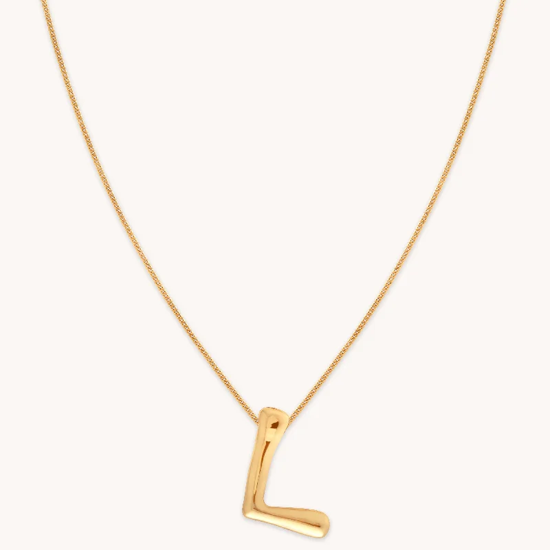 Customizable Gold Necklace-L Initial Bold Pendant Necklace in Gold