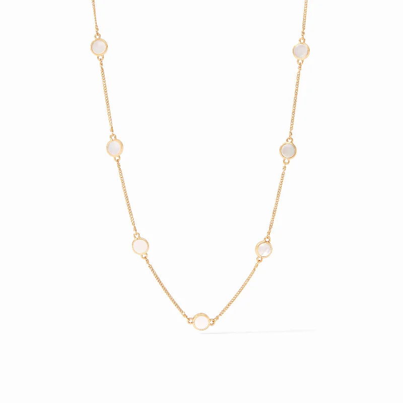 Dainty Gold Chain Necklace-Valencia Delicate Station Necklace