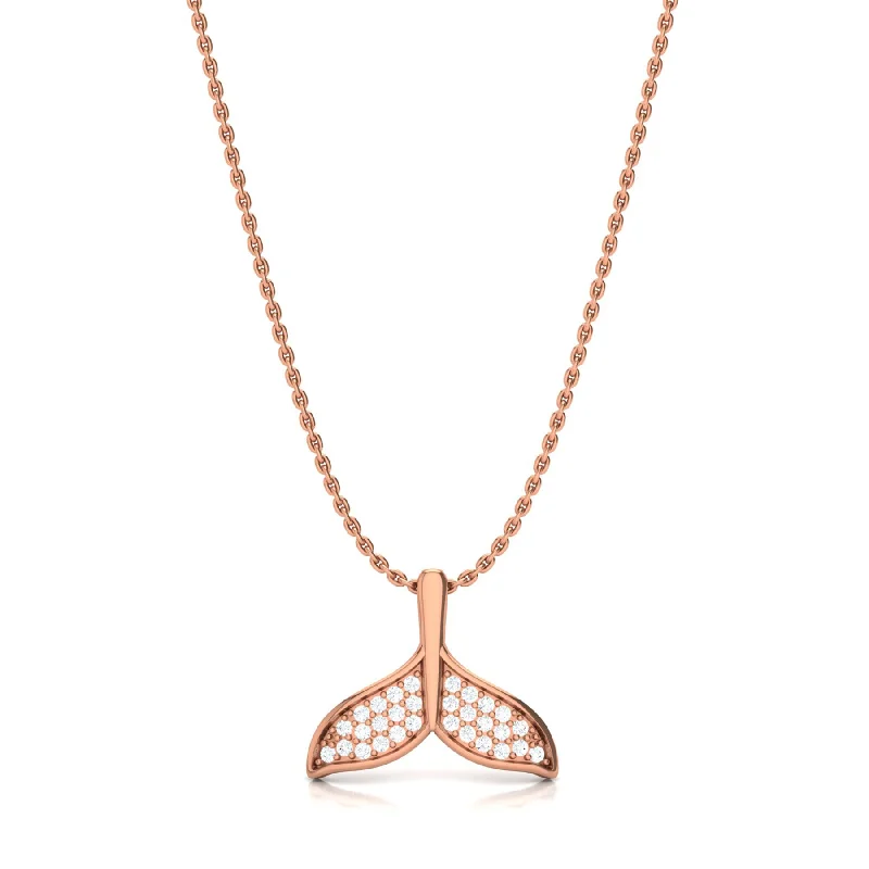 Layered Heart Pendant Necklace-Tail Shaped Gold & Diamond Necklace