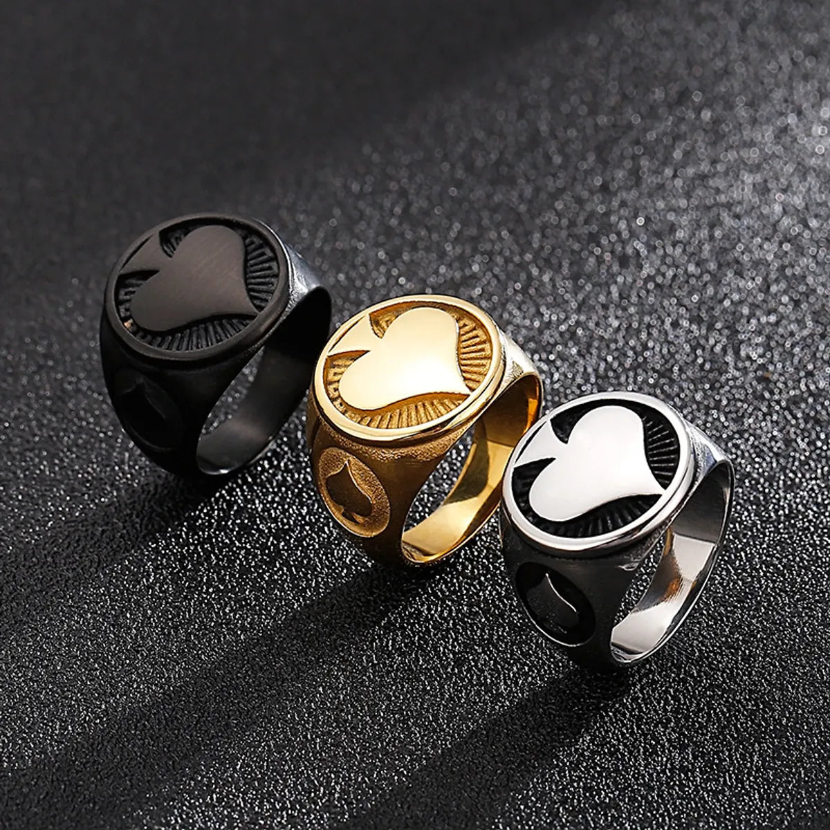 Customizable Birthstone Ring-Simple Style Heart Shape Stainless Steel Plating 18K Gold Plated Men'S Rings