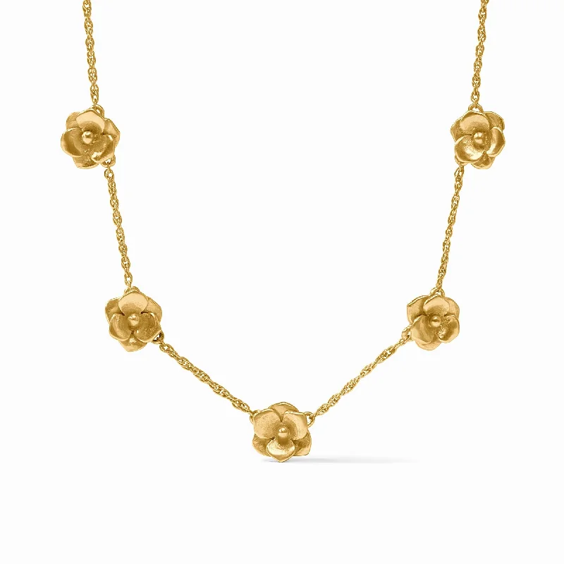 Luxury Gold Necklace-Bloom Delicate Station Necklace