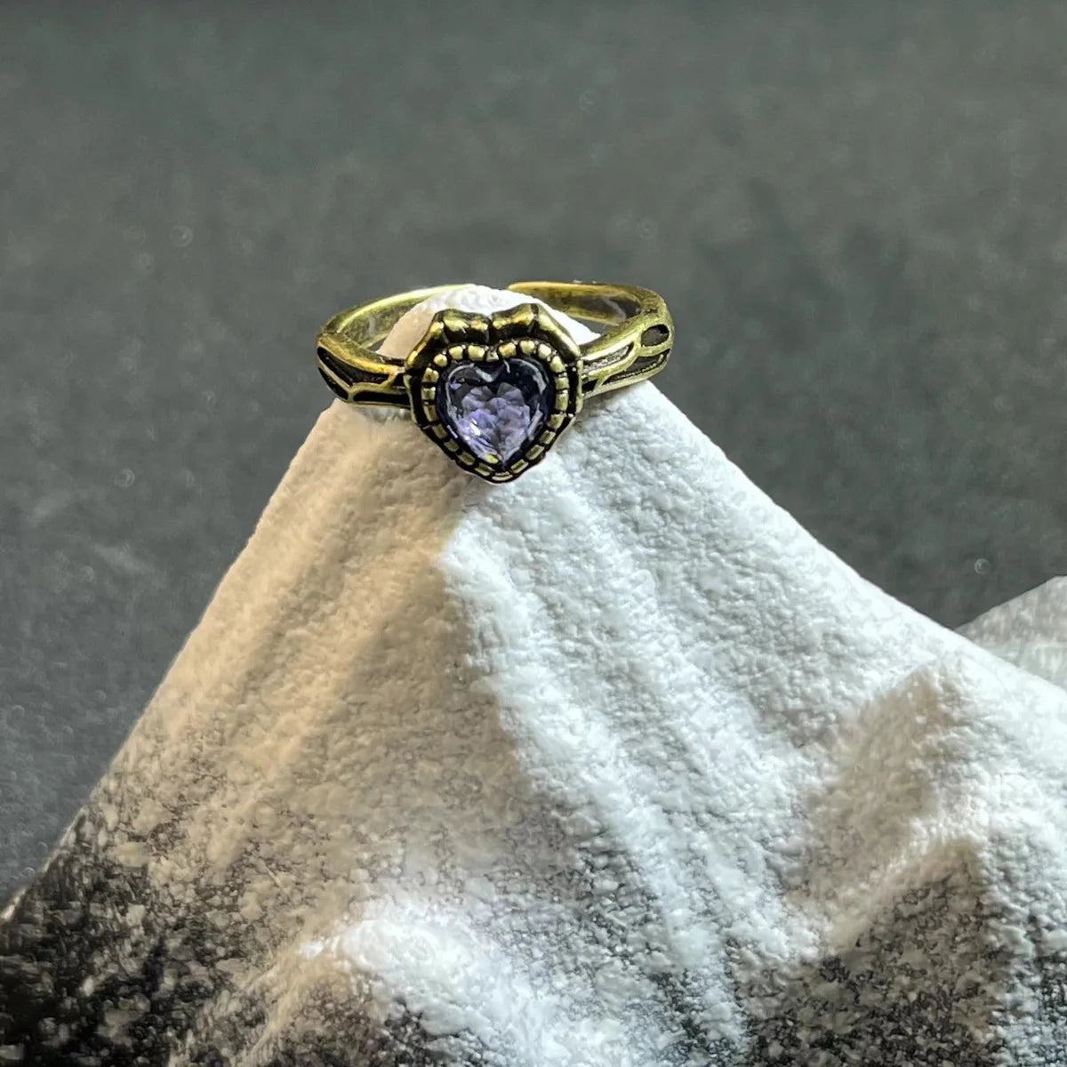 Purple Love Heart-Shaped Ring