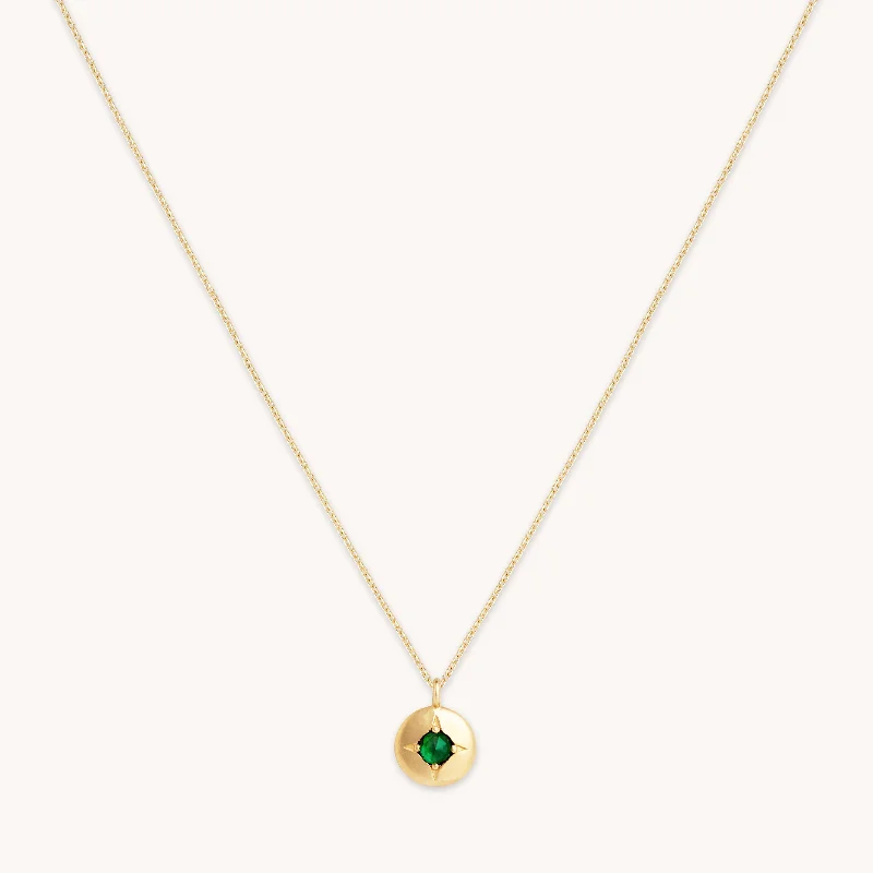 Tropical Necklace for Summer-May Tsavorite Birthstone Necklace in Solid Gold