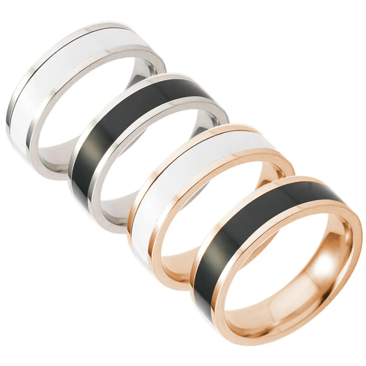 Custom Gemstone Wedding Ring Set-Simple Style Printing Titanium Steel Stoving Varnish No Inlaid