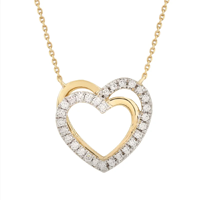 Gold Pendant Necklace-LADIES NECKLACE 0.25CT ROUND DIAMOND 10K YELLOW GOLD