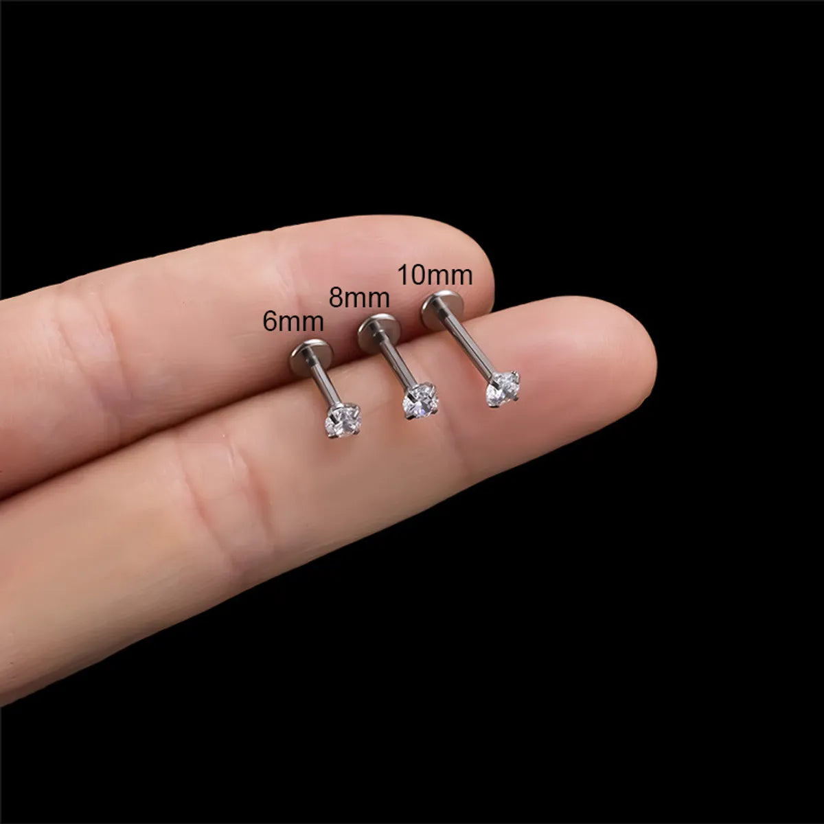 Wedding Ring Set with Diamonds-1 Piece Fashion Geometric Titanium Inlaid Zircon Lip Stud