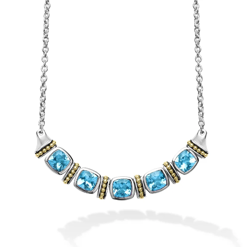 Adjustable Necklace for Women-Rittenhouse Five Station Swiss Blue Topaz Necklace