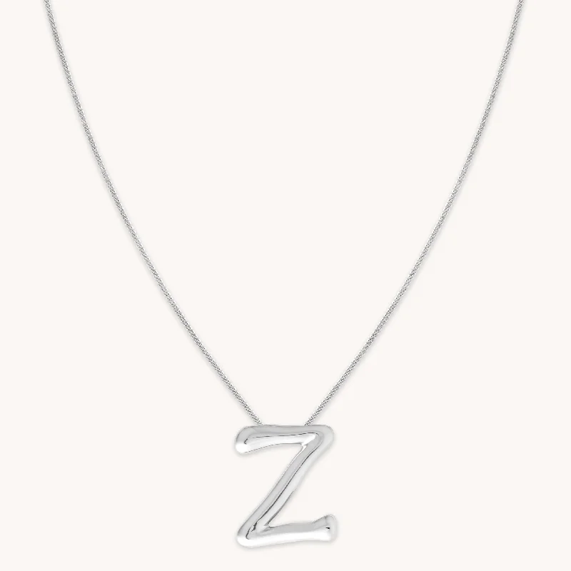 Trendy Gold Necklace-Z Initial Bold Pendant Necklace in Silver