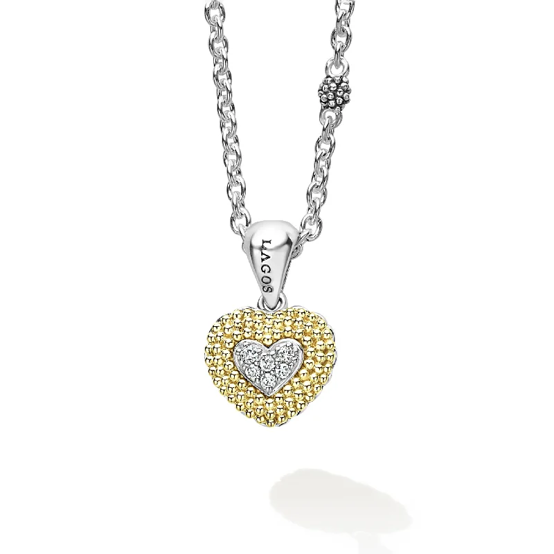 Moon Pendant Necklace-Caviar Lux Diamond Heart Necklace