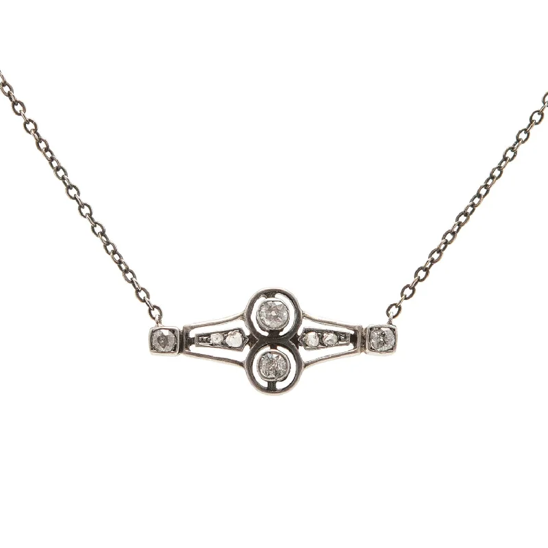 Adjustable Necklace for Women-Victorian Sterling Diamond Pendant Necklace