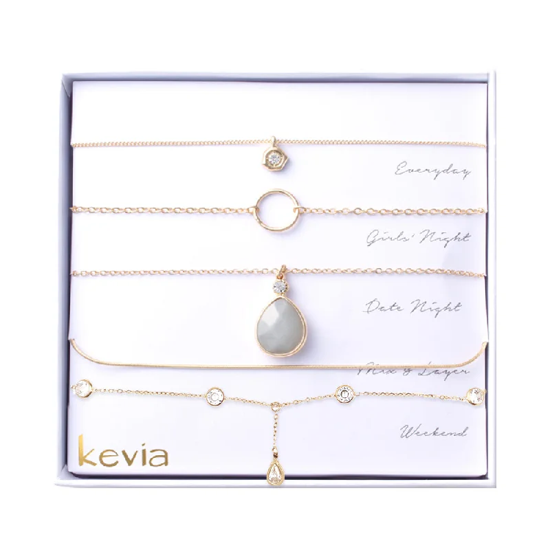 Elegant Choker Necklace-Labradorite Teardrop Stone Necklace Set