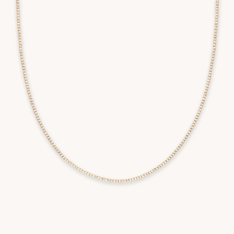 Diamond Necklace for Women-Tennis Chain Necklace in Gold