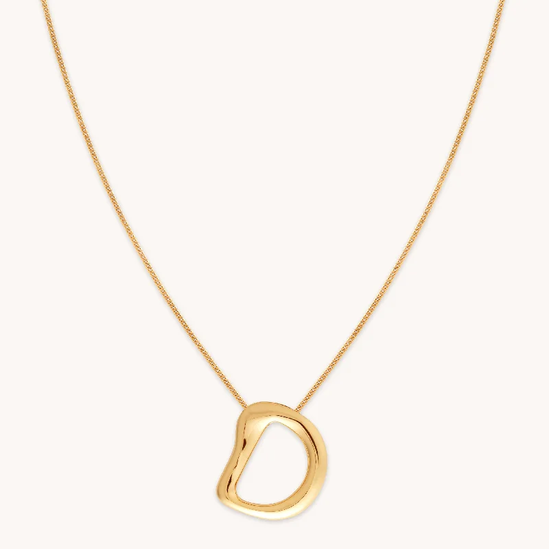 Elegant Diamond Necklace-D Initial Bold Pendant Necklace in Gold