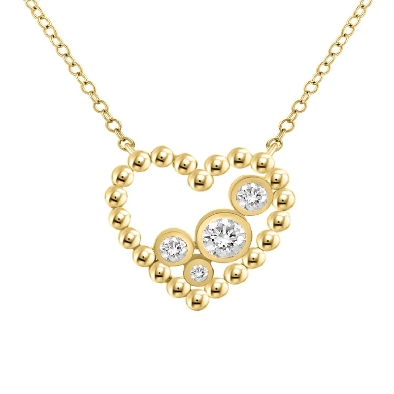 Choker Necklace for Women-LADIES NECKLACE 0.15CT ROUND DIAMOND 10K YELLOW GOLD