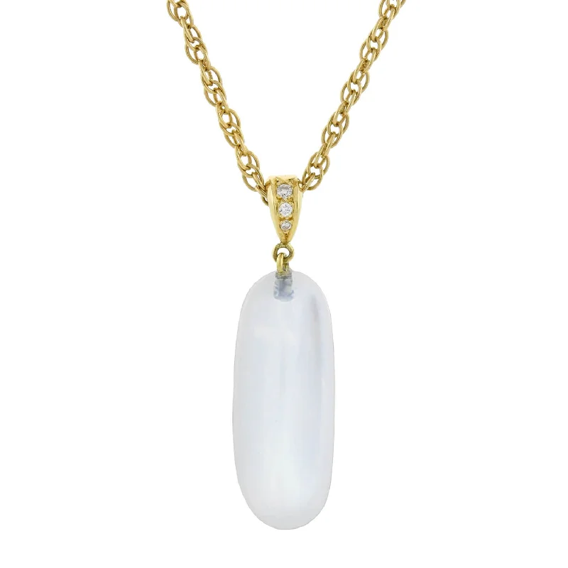 Cute Pendant Necklace-Art Nouveau 18kt Large Moonstone Drop Pendant with Modern Chain Necklace