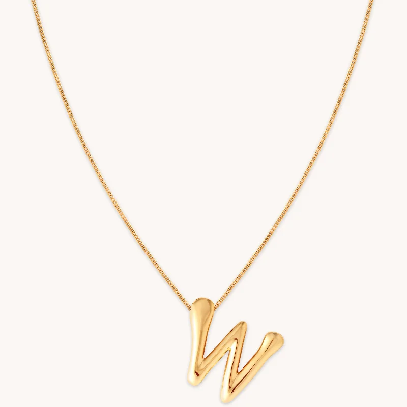 Custom Star Necklace-W Initial Bold Pendant Necklace in Gold