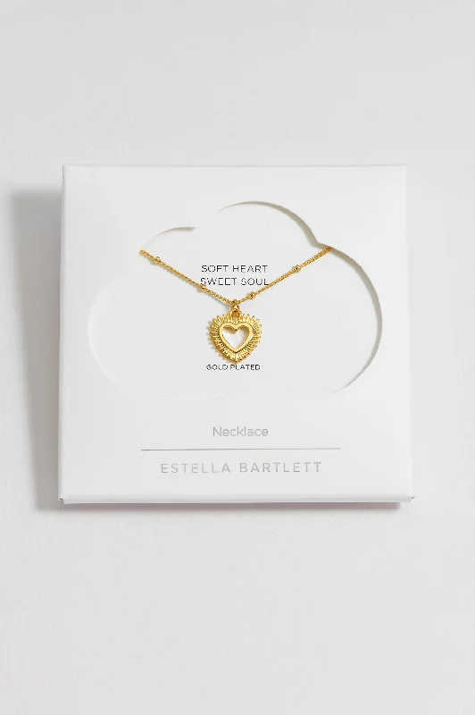 Dainty Crystal Necklace-Heartburst Pendant Necklace