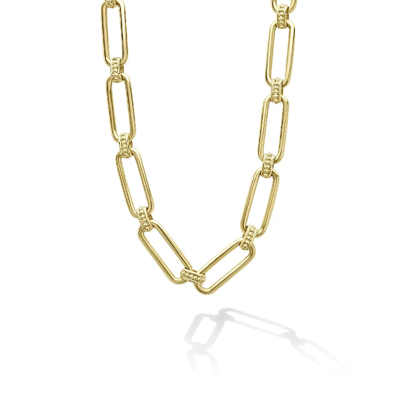 Multi-Layer Chain Necklace-Signature Caviar 18K Gold Petite Link Necklace