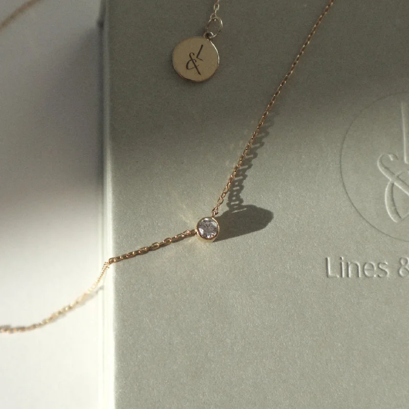 Minimalist Silver Necklace-'Hansley' 9K Diamond Necklace