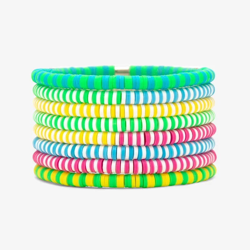 Silver Friendship Bracelet-Neon Daze Stretch Bracelet Set of 8